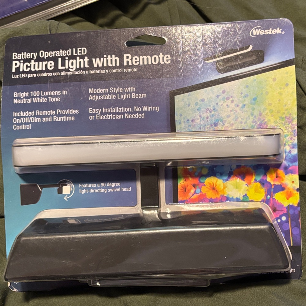 LED Picture Light with Remote - Black and Silver